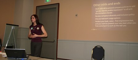 Jessica emphasizing a point in workshop - 2007 Trans-Health Conference - April 2007